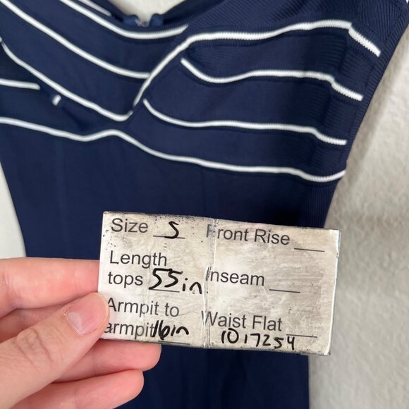 Herve Leger 90s Navy Blue Bandeau Top Stretch Bodycon Maxi Dress S - Picture 11 of 11